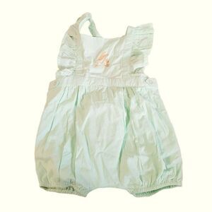 Hallmark Baby Mint Green Bunny Rabbit Ruffled Sleeveless Romper